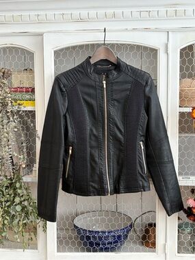 Black Women's Faux Leather Jacket